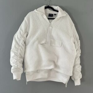 Adidas x Ivy Park White Sherpa Fleece Hoodie Jacket Oversized XS Cargo Women's L